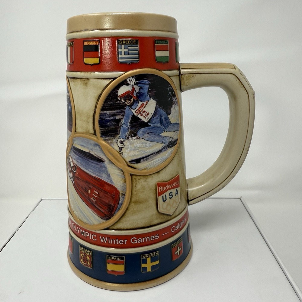 Vintage Budweiser Beer Mug‎ Stein 1988 XV Calgary Winter Olympic Games